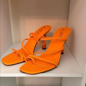 Vogue Bright Orange Strappy Heels